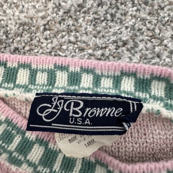 Vintage 80s 90s Acrylic Sweater Large Cottagecore Soft Girl Ski Lodge Pastel USA - Picture 5 of 7